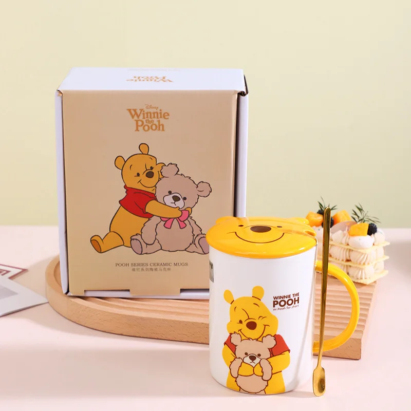 Anime Cartoon Pooh Bear Creative Ceramic Mug 500ML Coffee Cup Ceramic Milk Cups Drinkware Water Cup Gift Box