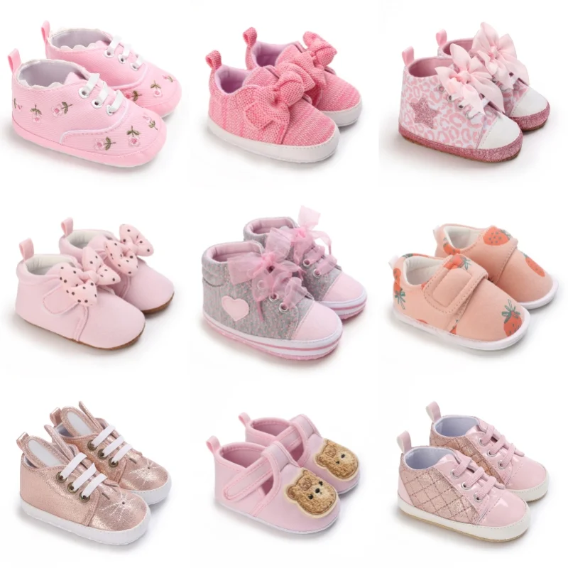 

Cute Pink Theme Princess Shoes Soft Leather Flat Shoes Comfortable and Anti slip Fashion Sports and Leisure First Walking Shoes
