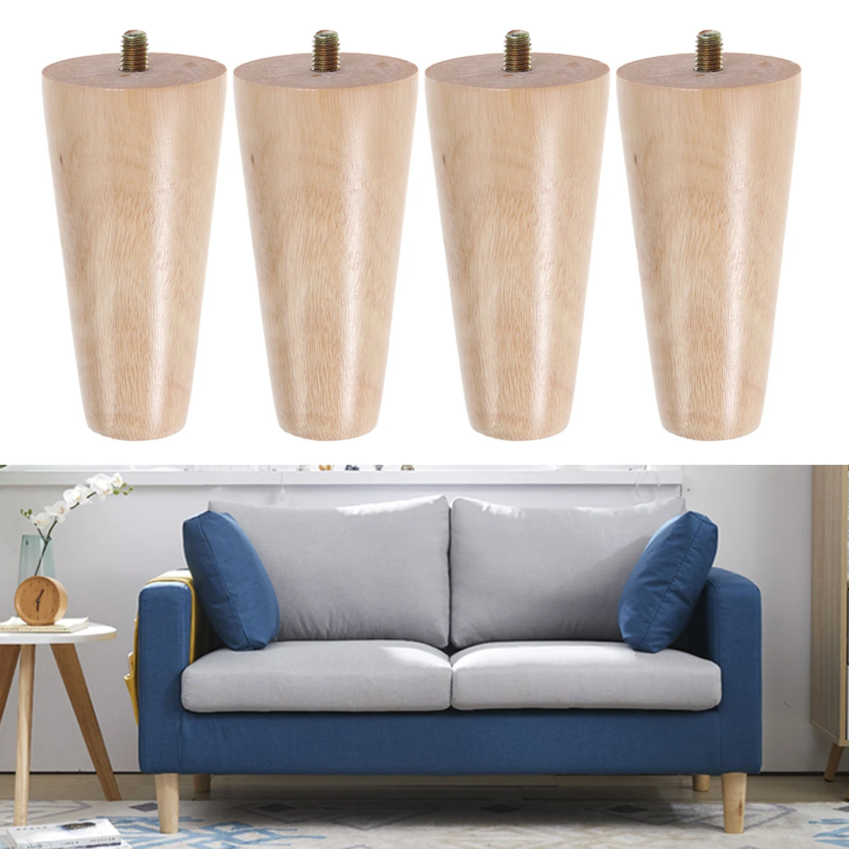 

4Pcs Solid Wood Furniture Legs Durable and Sturdy for Various Furniture Types Including Couches and Armchairs Sofa Support Legs