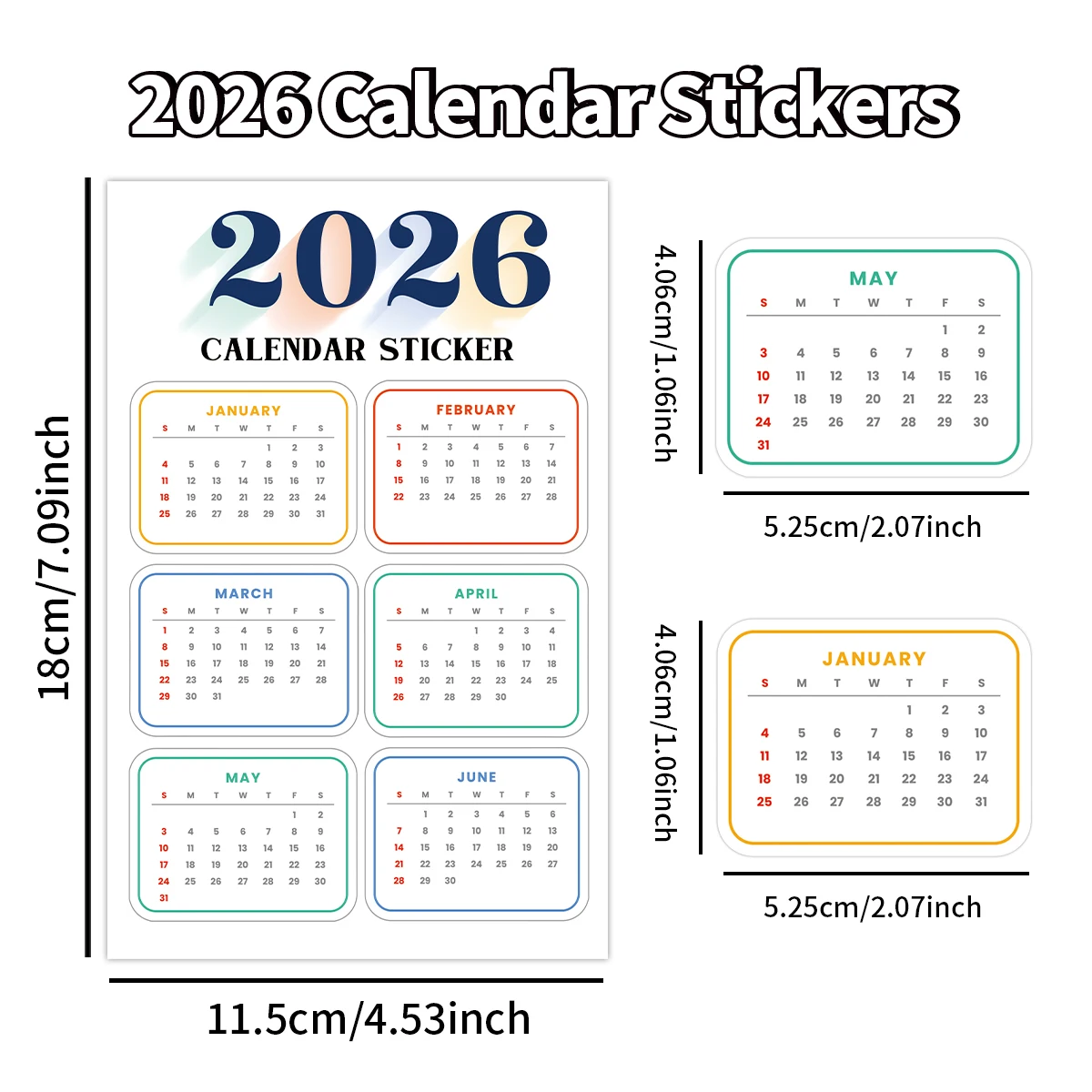 2 قطعة 2026 ملصقات التقويم ، لتخطيط مذكرات مجلة القصاصات الشهرية ، ملصقات الزخرفية لتنظيم المنزل والمكتب والمدرسة #6
