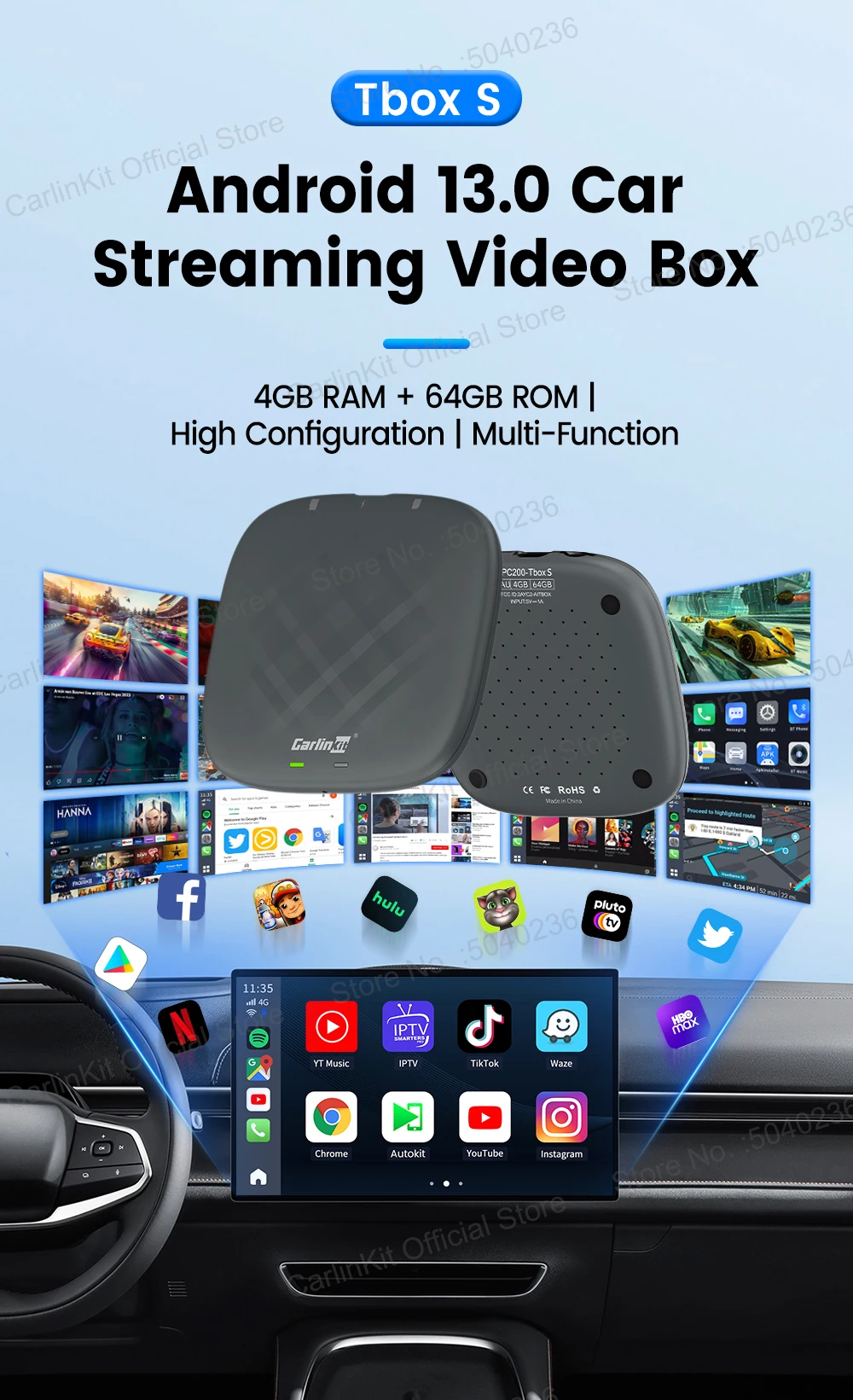 2026 CarlinKit Smart CarPlay Ai Box Android 13, unterstützt Netflix YouTube Split Screen Wireless Android Auto & CarPlay Smart TV Box – Detail 3