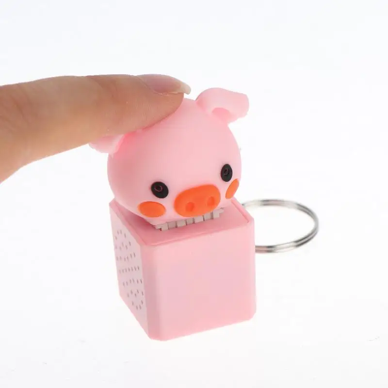 Schwein-Schlüsselanhänger, USB-Tastatur mit Klickmechanismus, Fidget-Taste, LED-Sound-Schlüsselanhänger, entzückendes Design für Taschenanhänger, zur Stressbewältigung, kleine Geschenke. – Detail 2