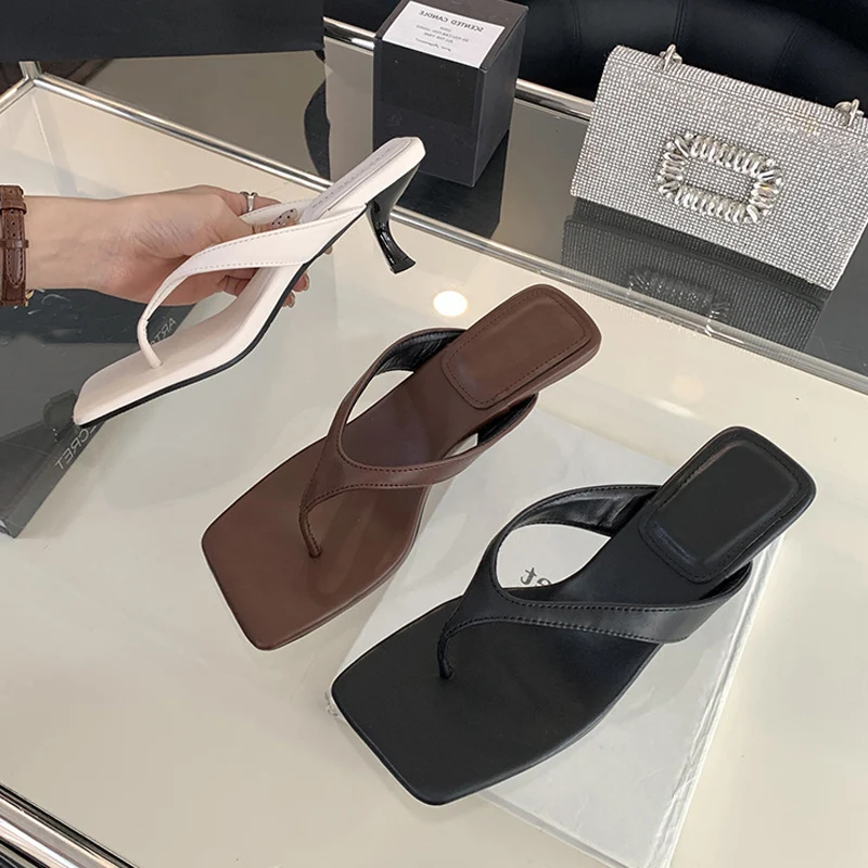 Liyke Fashion Clip Open Toe Mules Women Beach Slippers Sandals 2026 High Quality Cozy Leather Low Heels Flip Flops Slides Shoes