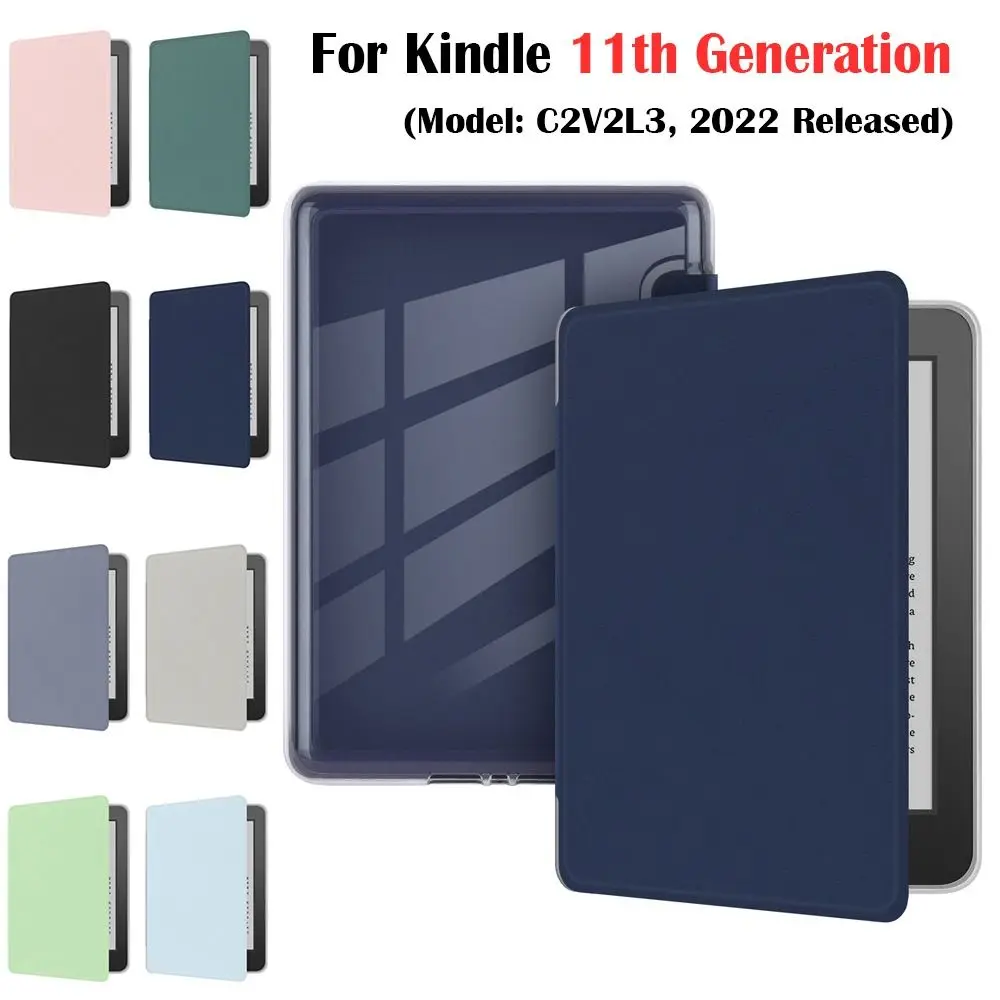 E-Reader Case for Kindle 11th Generation 2024 6inch Smart Back Cover C2V2L3 Acrylic Protective Shell Auto Wake/Sleep Folio Funda