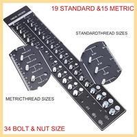 1 PCS 34 Nut And Bolt Thread Checker, Nut And Bolt Identification Tool Ruler, Bolt Size And Thread Gauge Standard And Metric
