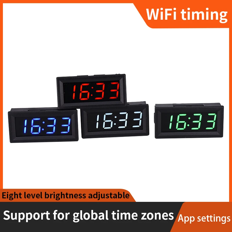 WiFi network clock module automatic timing LED digital tube electronic clock movement luminous dc12V in-car DIY Global time zone