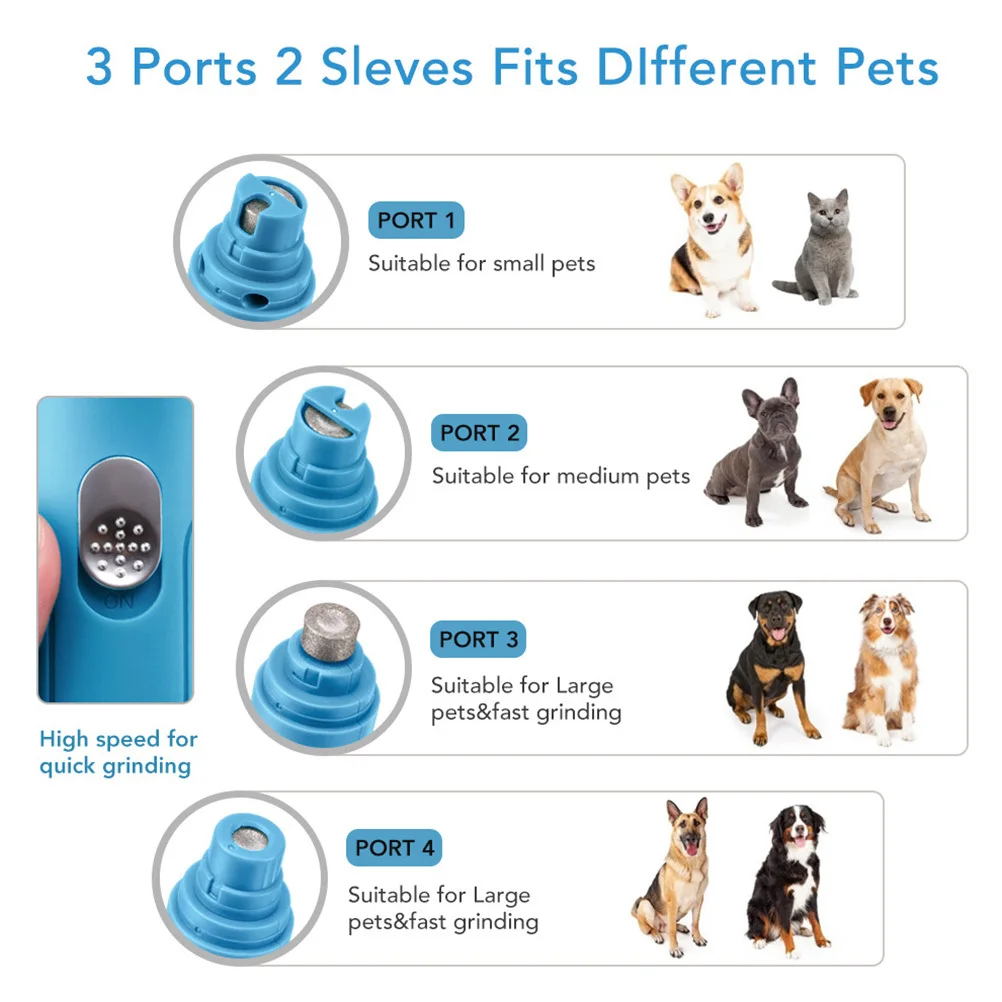 

Dog Nail Trimmer Electric 2 in 1 Pet Grooming Tool Diamond Grinding Head Quiet Operation Save Money At Home Pet Clippers