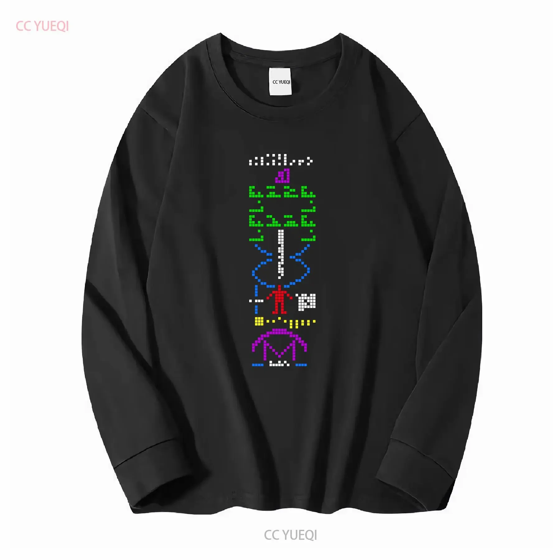 Arecibo Message Interstellar Space Geek Men's Regular Fit Black T Shirt long or short sleeves vintage Washed Comfortable