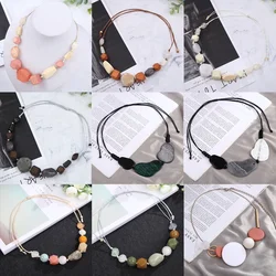 Fashion Geometric Irregular Beads Necklaces for Woman Girl Flower Round Sweater Chain Festival Jewelry