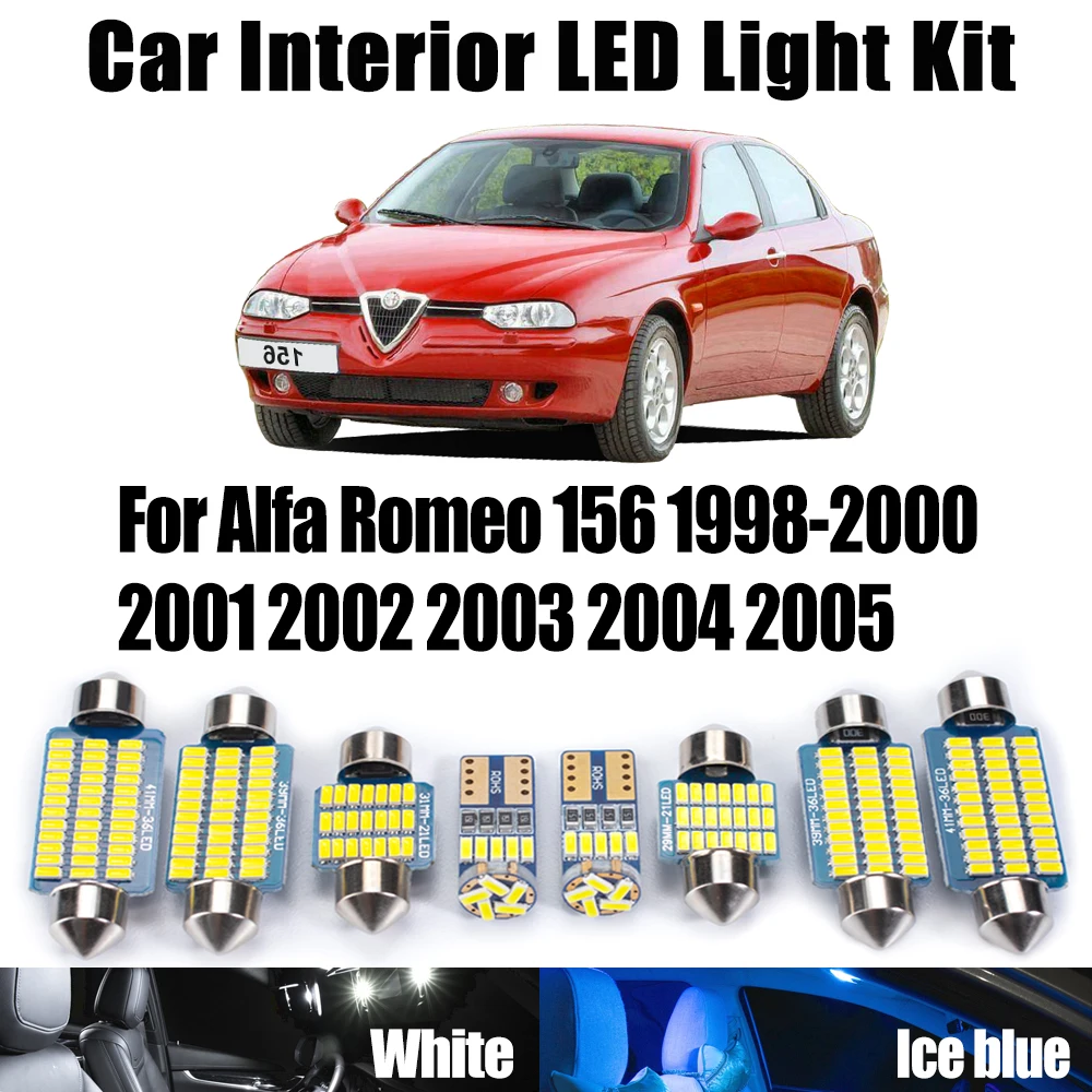 

10 шт. без ошибок для Alfa Romeo 156 1998-2000 2001 2002 2003 2004 2005 автомобильные купольные лампы светодиодный комплект внутреннего потолочного освещения багажника