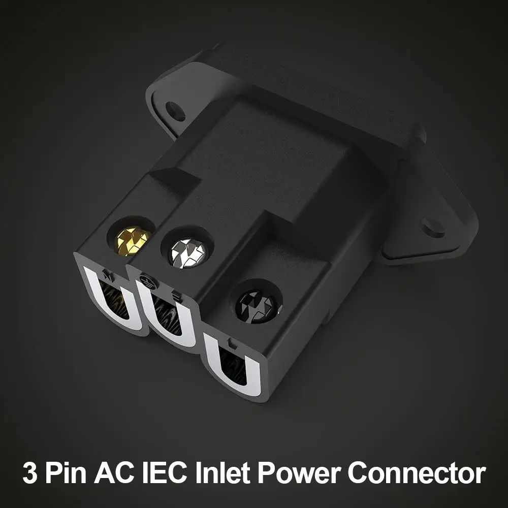 1Pcs 3 Pin AC IEC Inlet Gold/Rhodium Plated 4N Red Copper HIFI Audio Power Connector Solder-Free Screw Crimping