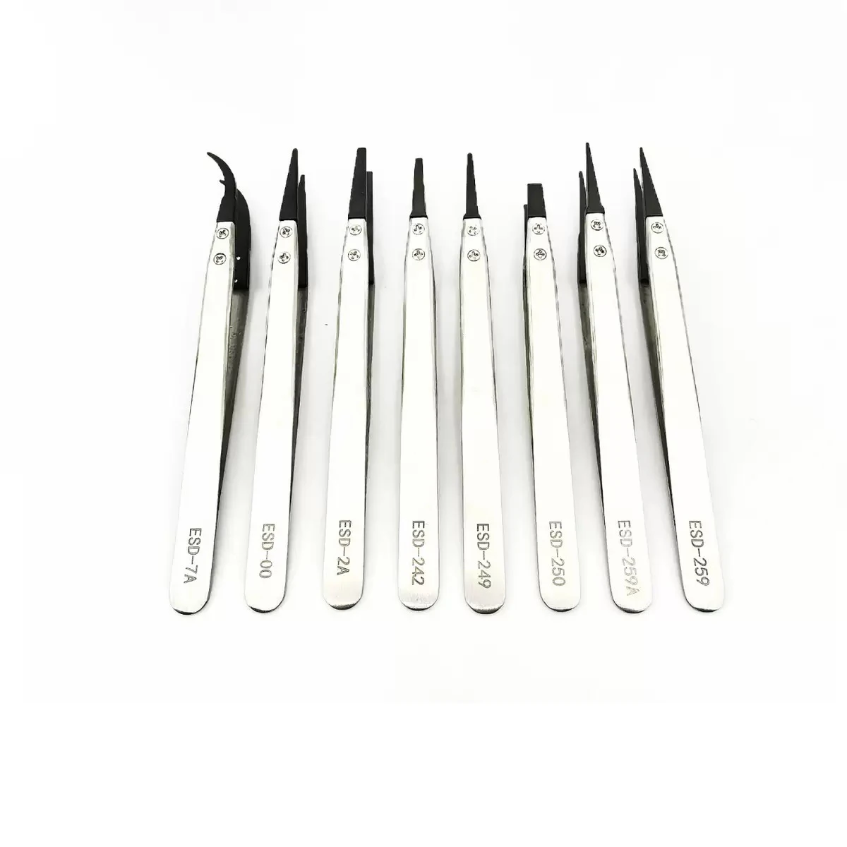 مشاهدة الأيدي تركيب العمل الملقط مستقيم الكوع مقبض الفولاذ المقاوم للصدأ الاستاتيكيه ملاقط بلاستيكية ESD-259A ESD-7A