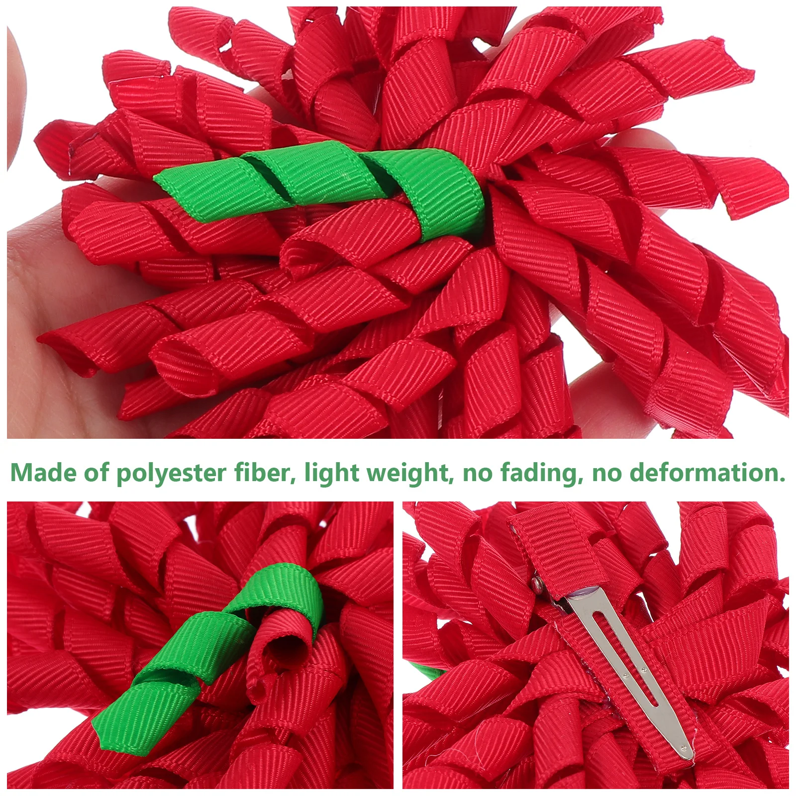 

5pcs For Girls Christmas Barrettes Curly Ribbons Bow Kids Hairpins Xmas Party Accessory Hair Barrette For Kids Hair Decor