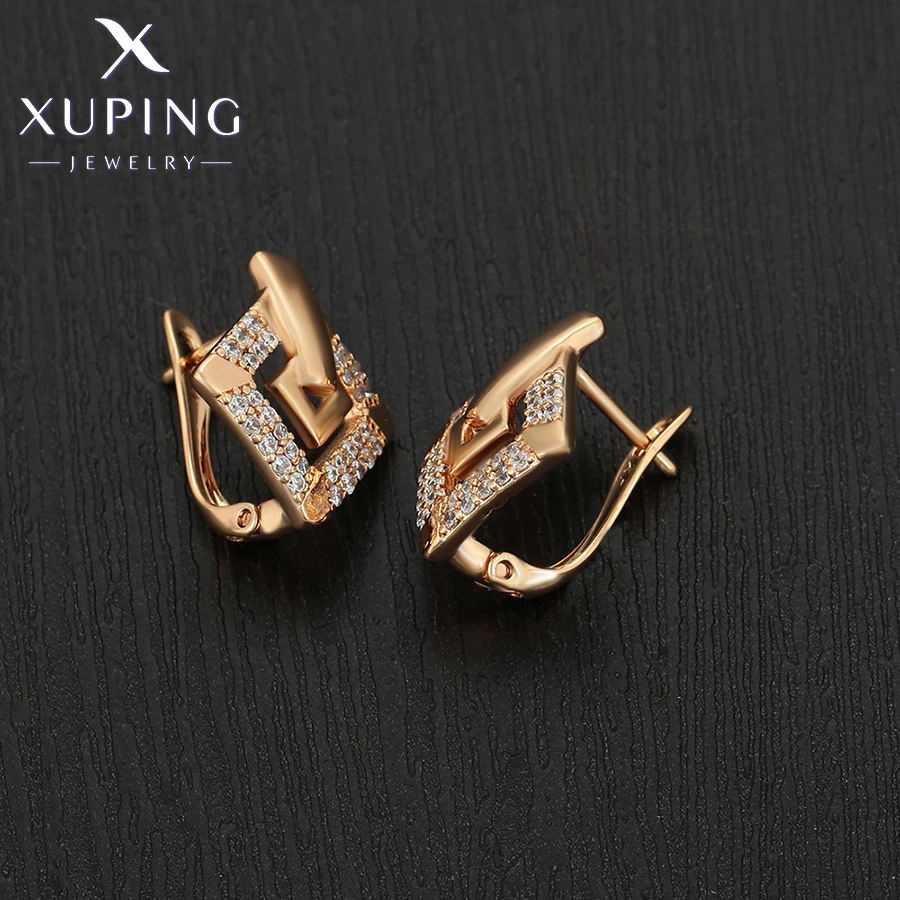 Xuping Schmuck Mode Neuerscheinung Kupferlegierung Goldfarben Creolen für Damen Party Geschenk X000021873 – Detail 14