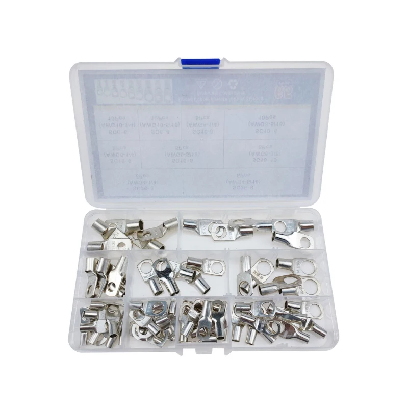 

65 шт. медных клемм SC6, SC10, SC16, SC25 для аккумуляторных блоков, с отверстиями 6 мм, 8 мм, 10 мм, обжимные кабельные коннекторы, наконечники типа SC для проводов