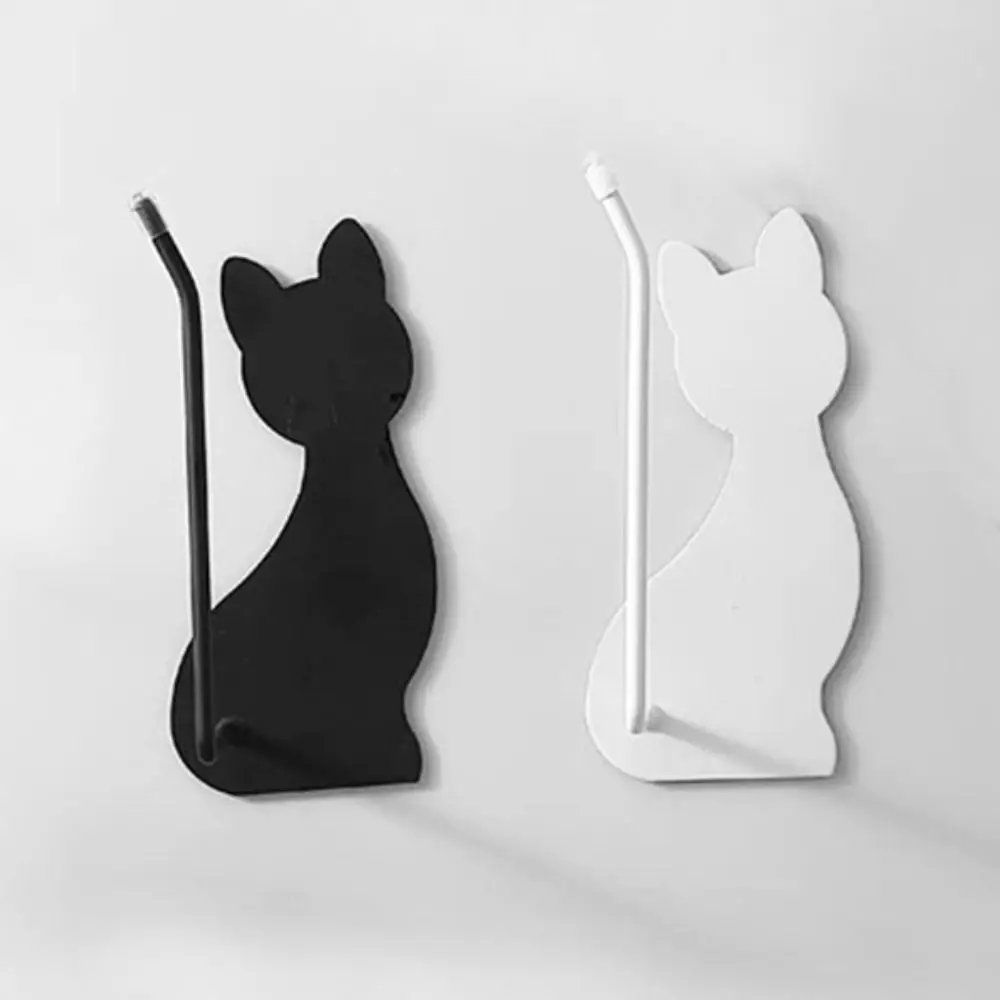 Stylish Space Saving Cute Cat Tissue Rack Self-Adhesive Wall-Mounted Headphone Hanger Minimalist Concise Cable Hanger Bathroom