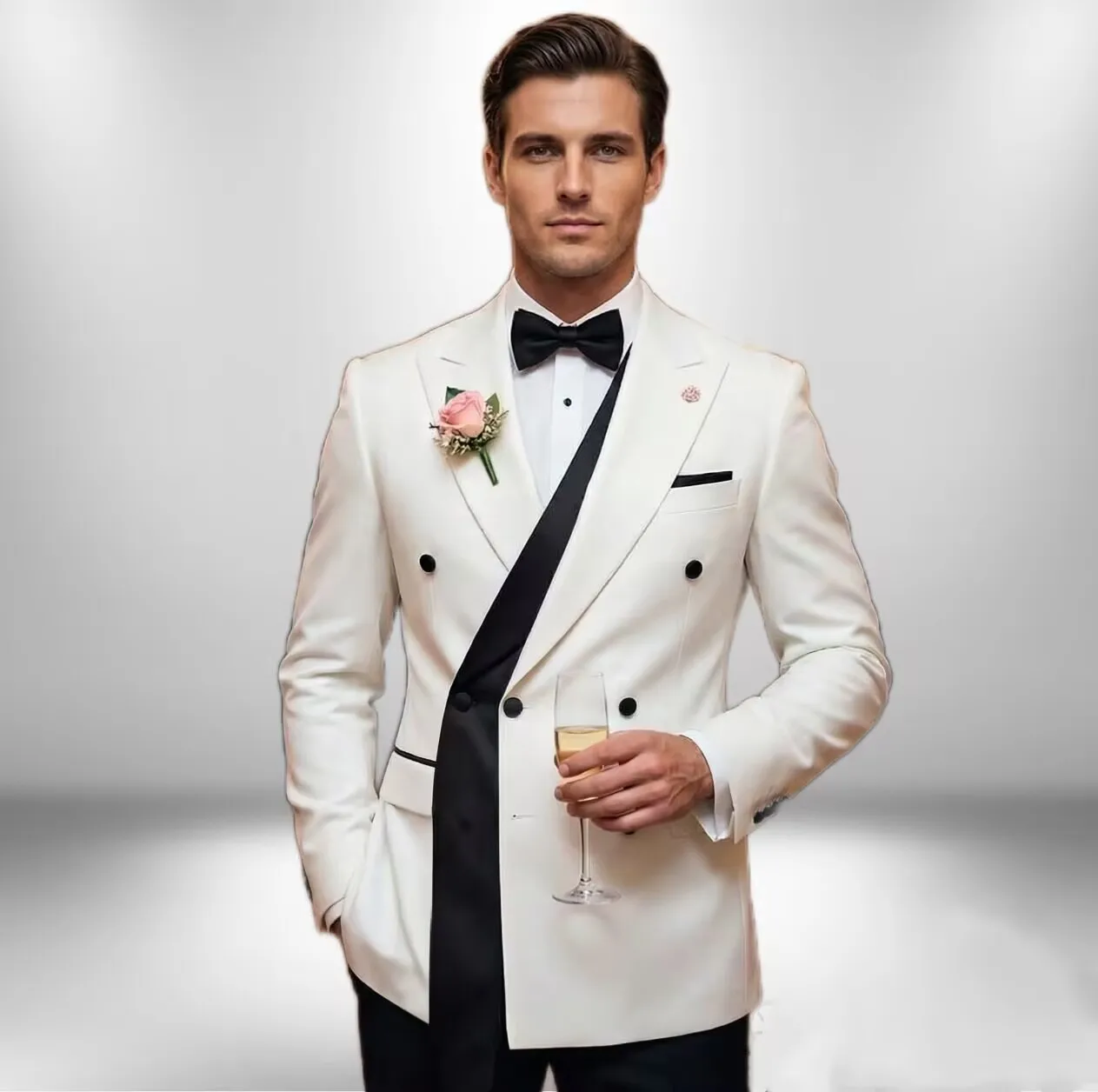 

Двубортные белые свадебные костюмы для мужчин, модные приталенные свадебные смокинги для жениха, шафера, официальная одежда для выпускного вечера