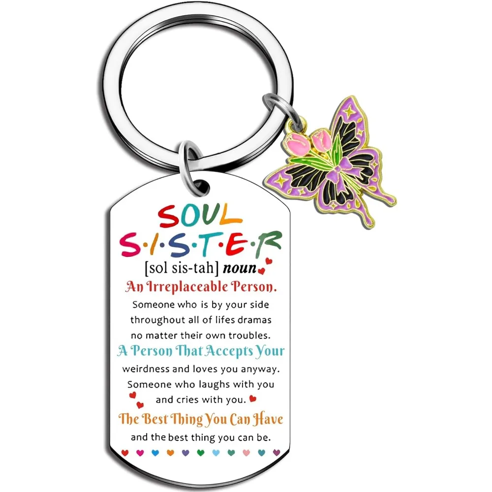 Sisters Birthday Gifts Keychain Big Sister Gifts for Soul Sisters Best Friend Inspirational Unique Small Gifts for Best Sister