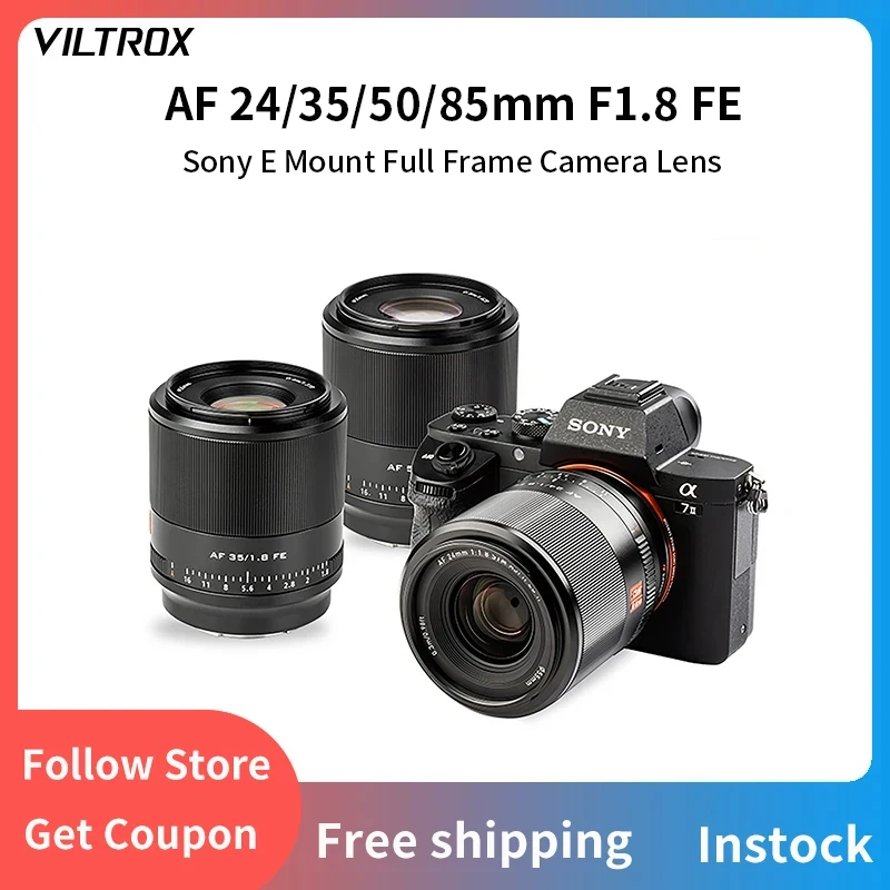 

VILTROX 24mm 28mm 35mm 50mm 85mm F1.8 For Sony E Mount Camera Lens Auto Focus Full Frame Prime Large Aperture Portrait