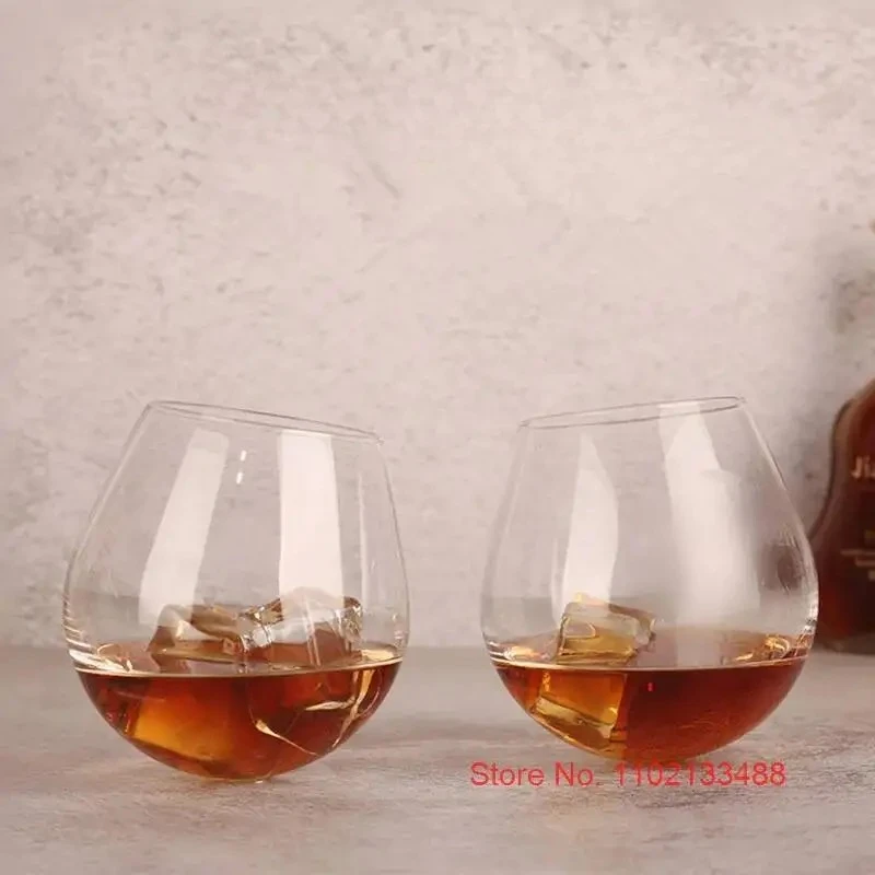 Whiskey Enjoyable Glasses Match Wooden Pallet SLOW-ROLL Glass Roly-poly Design Spherical Taste Brandy Snifters Whisky Tumbler