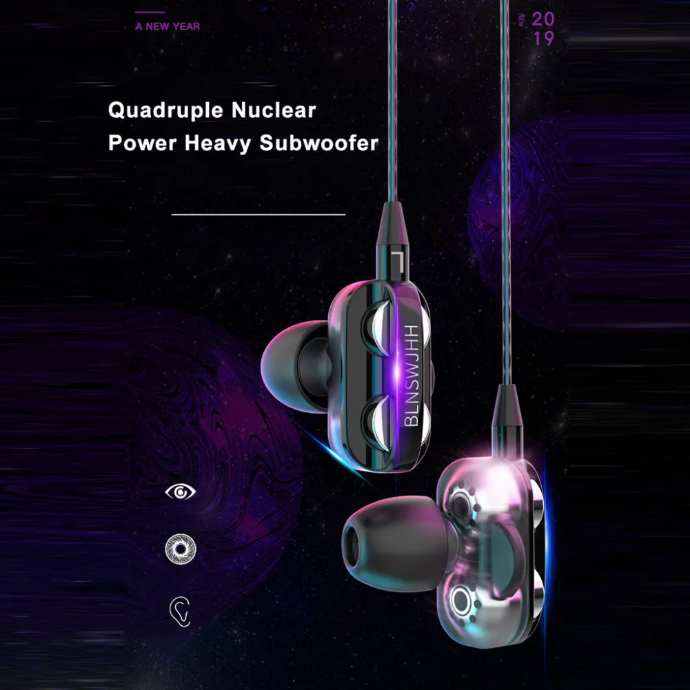 

3.5mm Wired Headphones Noise Canceling In-Ear Sports Earphone Dual Driver Bass Stereo Gaming Headset HiFi Music Earbuds With Mic