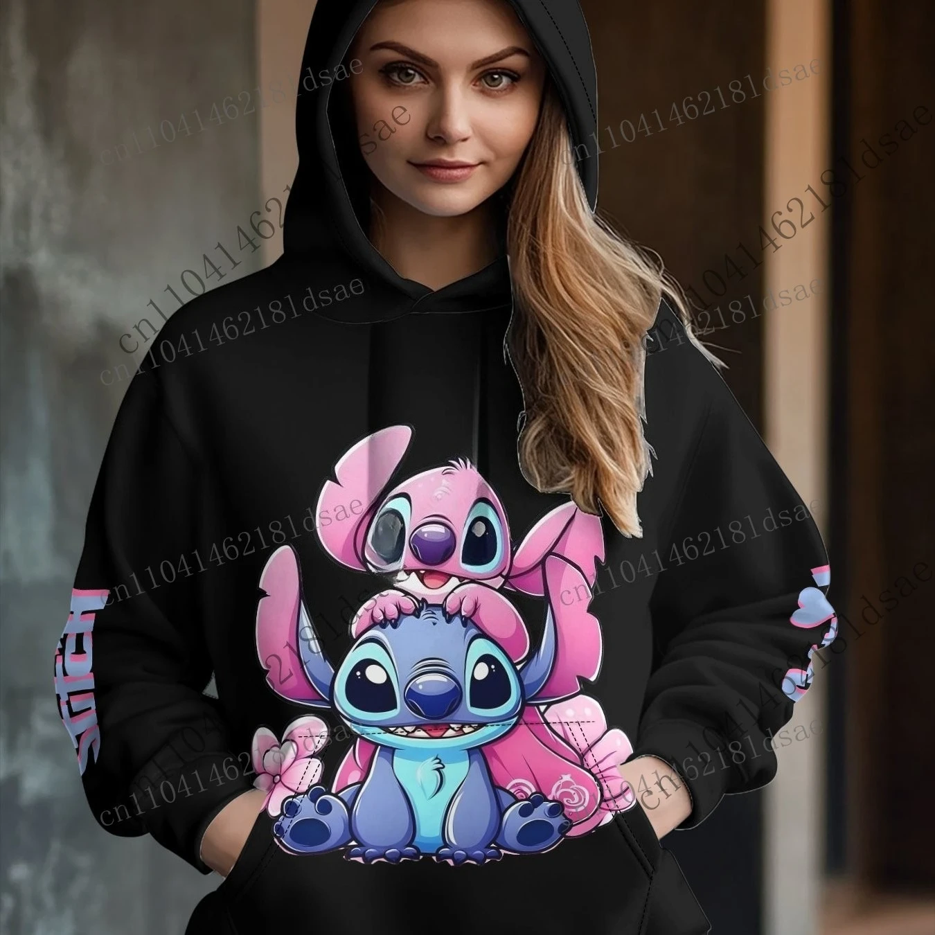 3D الطباعة هوديي البلوز هوديي البلوز طويلة الأكمام الرسم عارضة قميص فضفاض البوليستر غرزة الملاك القط الأذن لينة #1