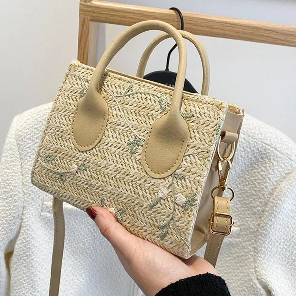 Moda damska letnia torba ze słomy dziewczęce torby na ramię torebka na co dzień jednokolorowe torby typu Crossbody