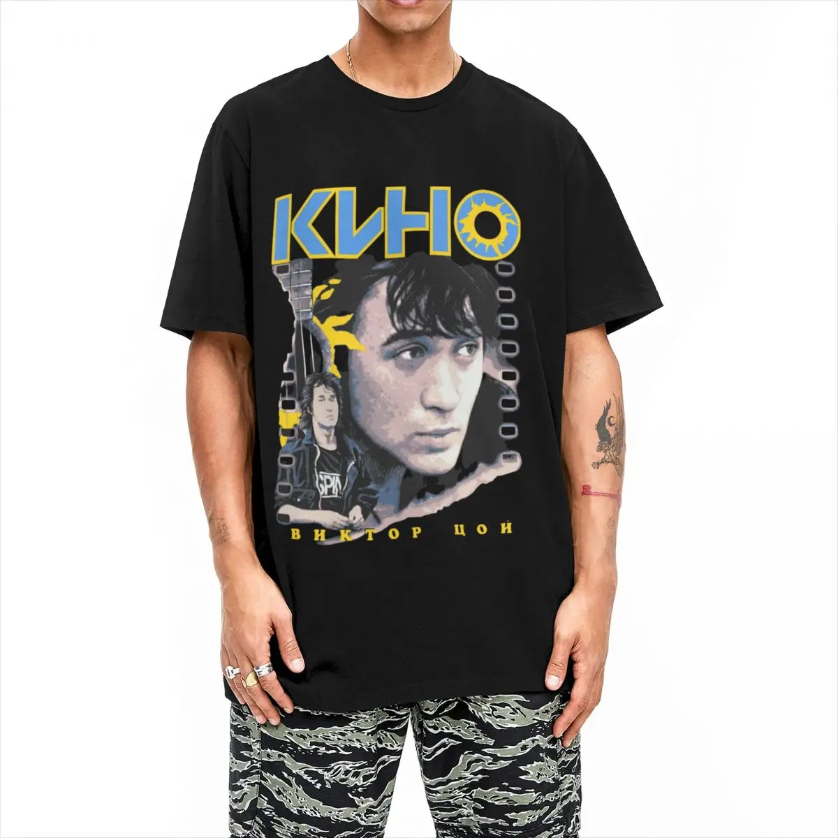 Vintage Kino Rock Viktor Tsoi T-Shirt Men Women Round Collar Cotton Tees Gift Idea Tops