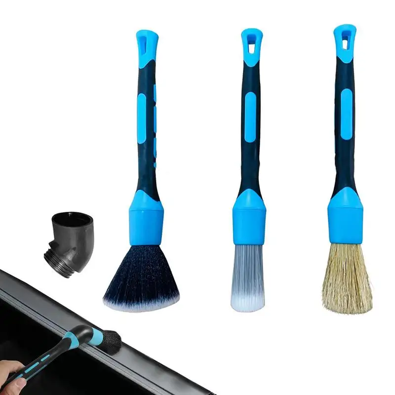 Soft Detail Brushes Car Detailing 3pcs Auto Interior Cleaning Brush Set Car Cleaning Set For Tires Air Vent Emblems Engine Bay