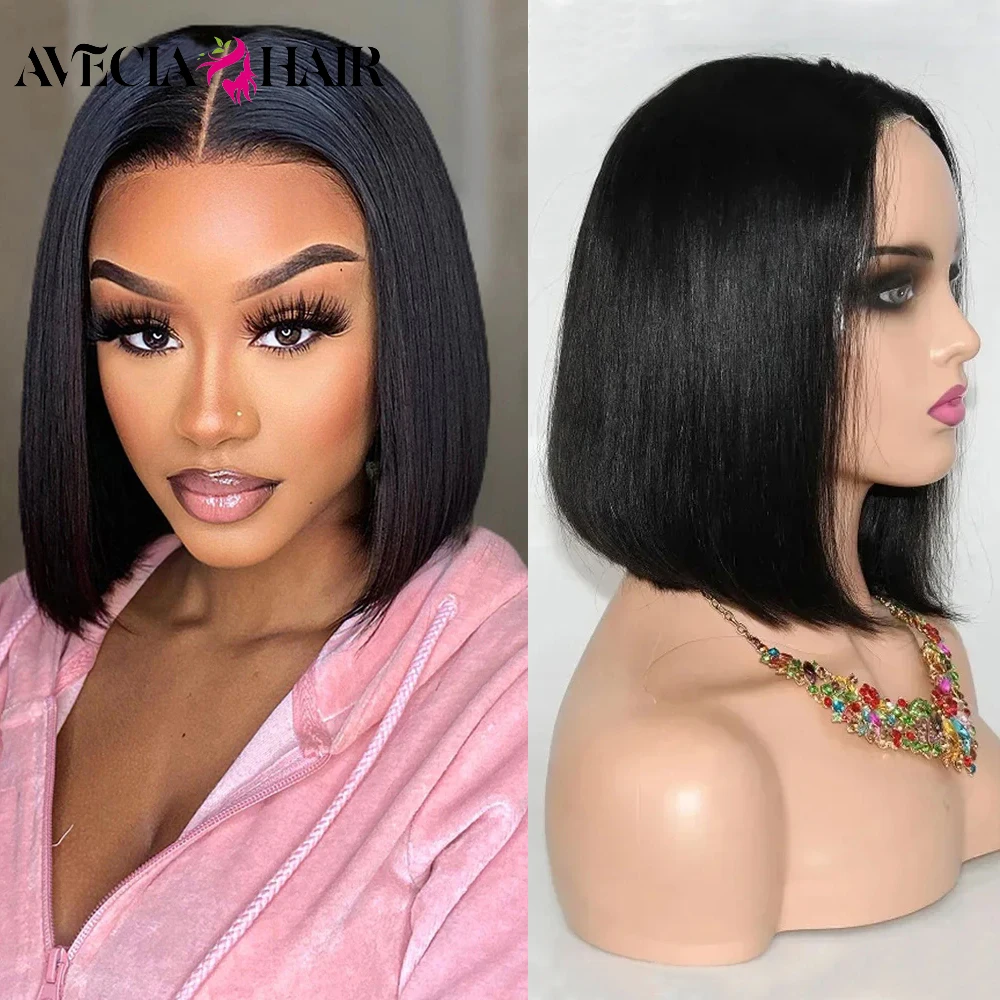 4x4 Short Straight Bob Wig Lace Front Human Hair Wigs Pre Plucked Baby Hair Remy Hair Brazilian 10 inch bob wig Human Hair