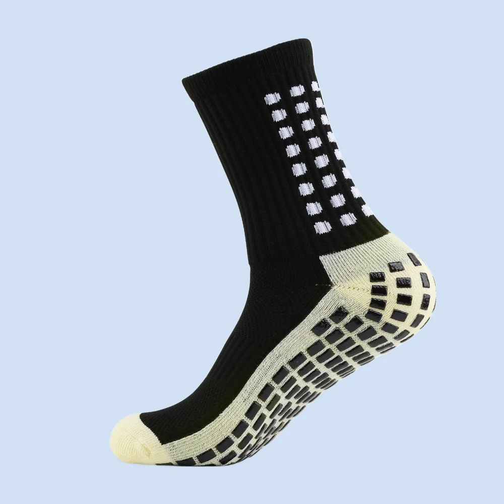 Calcetines de fútbol antideslizantes para hombre y mujer, medias de alta calidad, color blanco y negro, para deportes al aire libre, fútbol y Yoga, 3 pares