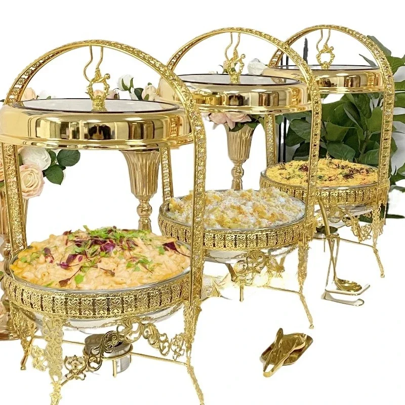 

Hot Selling Stainless Steel Catering Golden Buffet Hot Pot Restaurant Party Food Heater Hanging Hot Pot