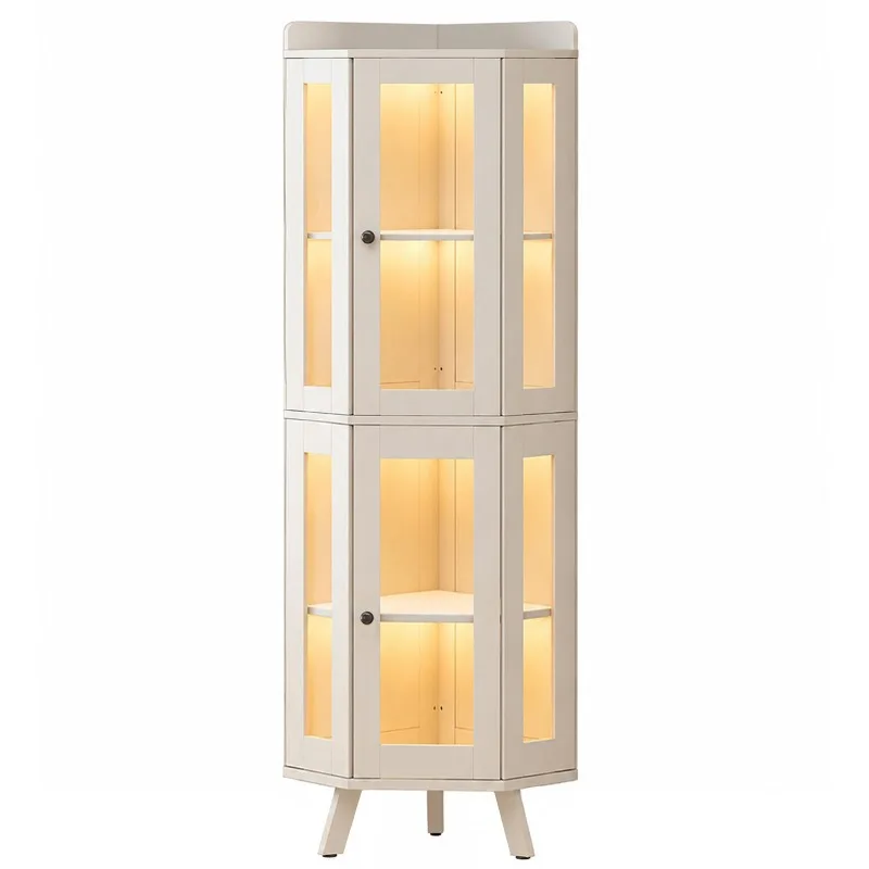 Corner Curio Cabinet with Glass Doors, 4-Tier Display for Collectibles