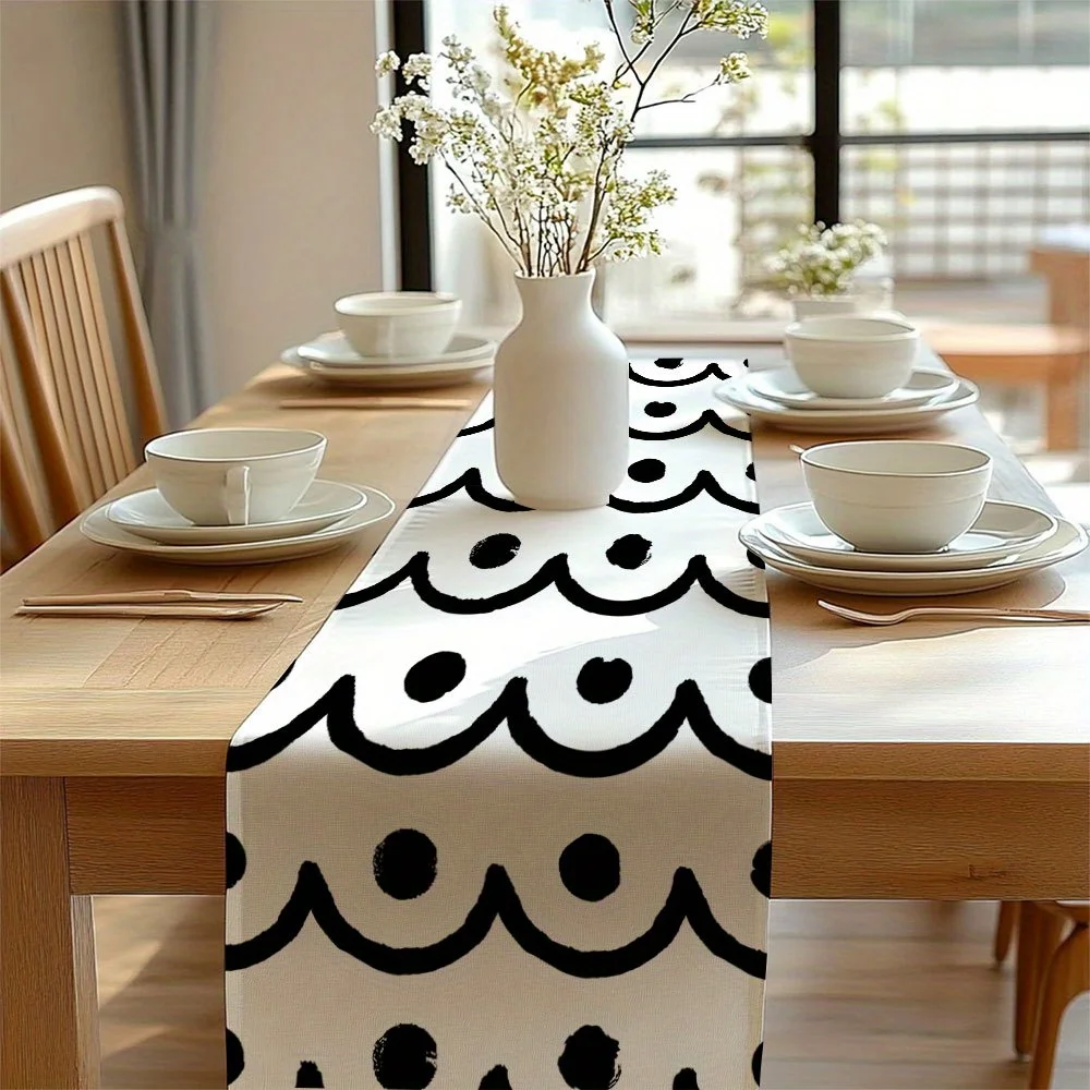

Table runner elegant black and white abstract table runner party table decoration table runner music table runner with black mus