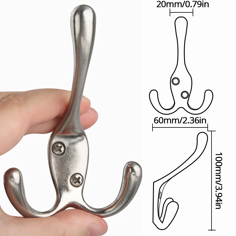 1pc Coat Hook Wall Mounted Hooks Clothes Rack Robe Hook Zinc Alloy Furniture Hook For Home Coats Hat Clothes Hanger Towel Keys