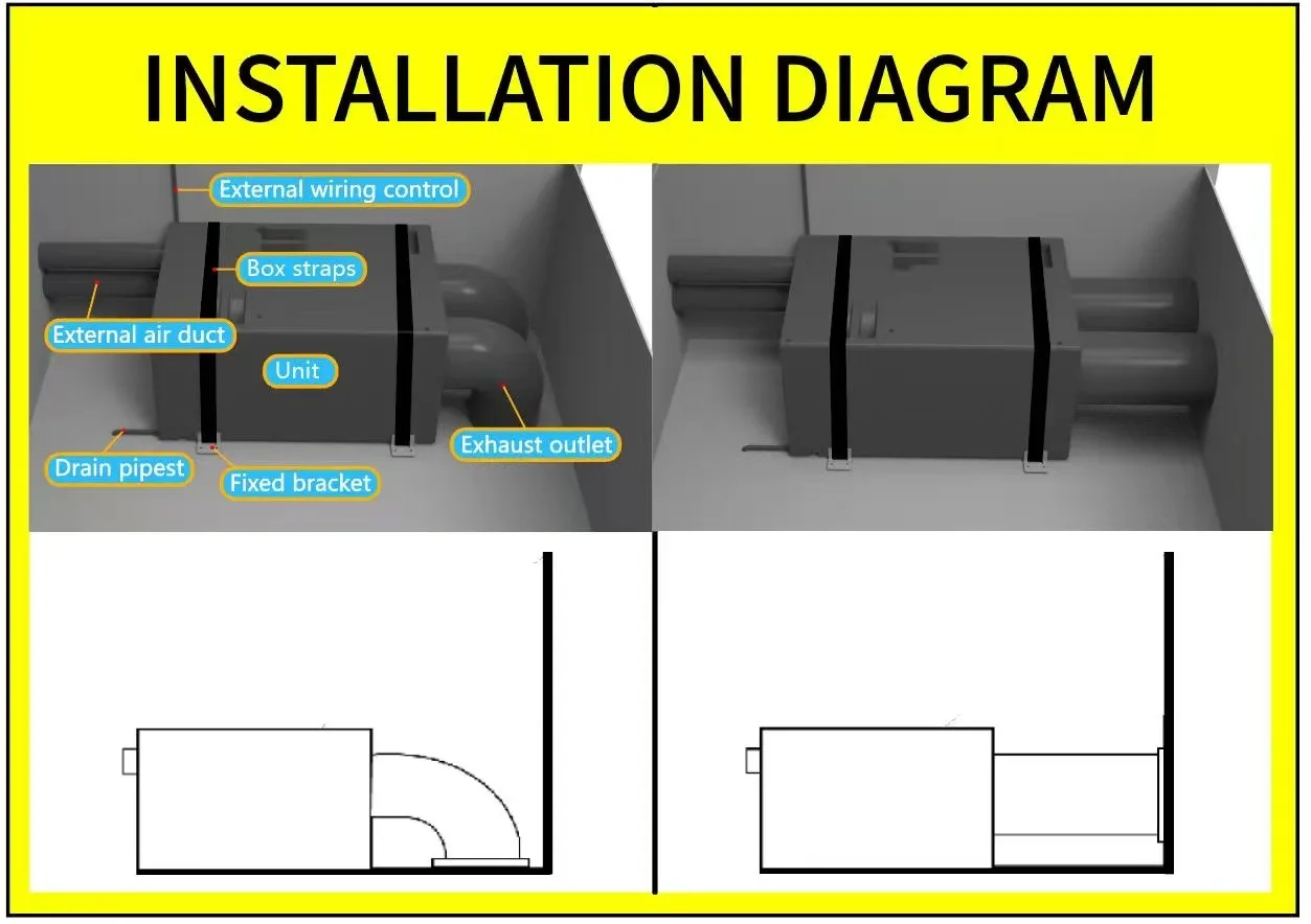 Sistema de enfriamiento de estacionamiento automático de 48V, aire acondicionado eléctrico de CA de 12 voltios para rv, caravana, furgoneta marina de 12V, CA 24V, aire acondicionado debajo del banco