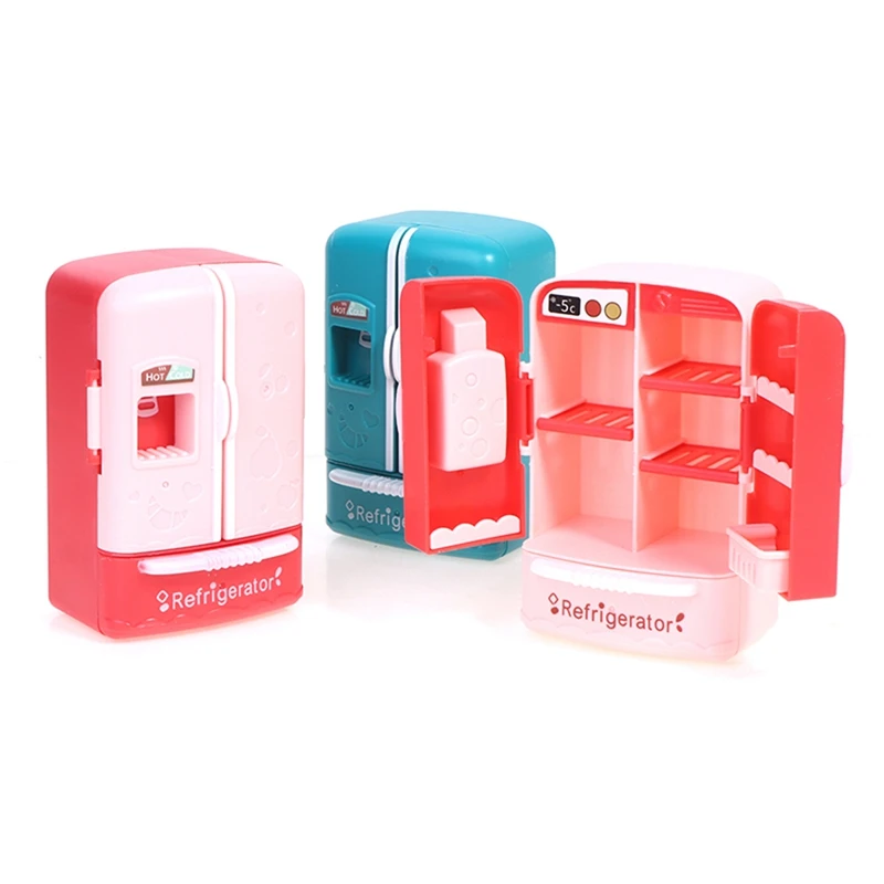 ثلاجة صغيرة مزدوجة الباب للأطفال ، محاكاة دمية المنزل ، لعب المنزل ، الديكور