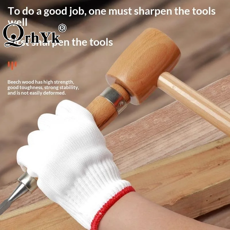 1Pc Beech Wooden Mallet Multi Purpose DIY Hammer Handmade Craft Jewelry Making Tool Carpenter Installation Massage Hammer