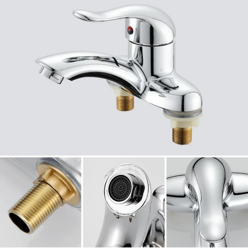 Bathroom Faucet Double-Hole Basin Hot And Cold Water Faucet For Toilet Kitchen Bathroom Plastic Steel Sink Mixer Tap