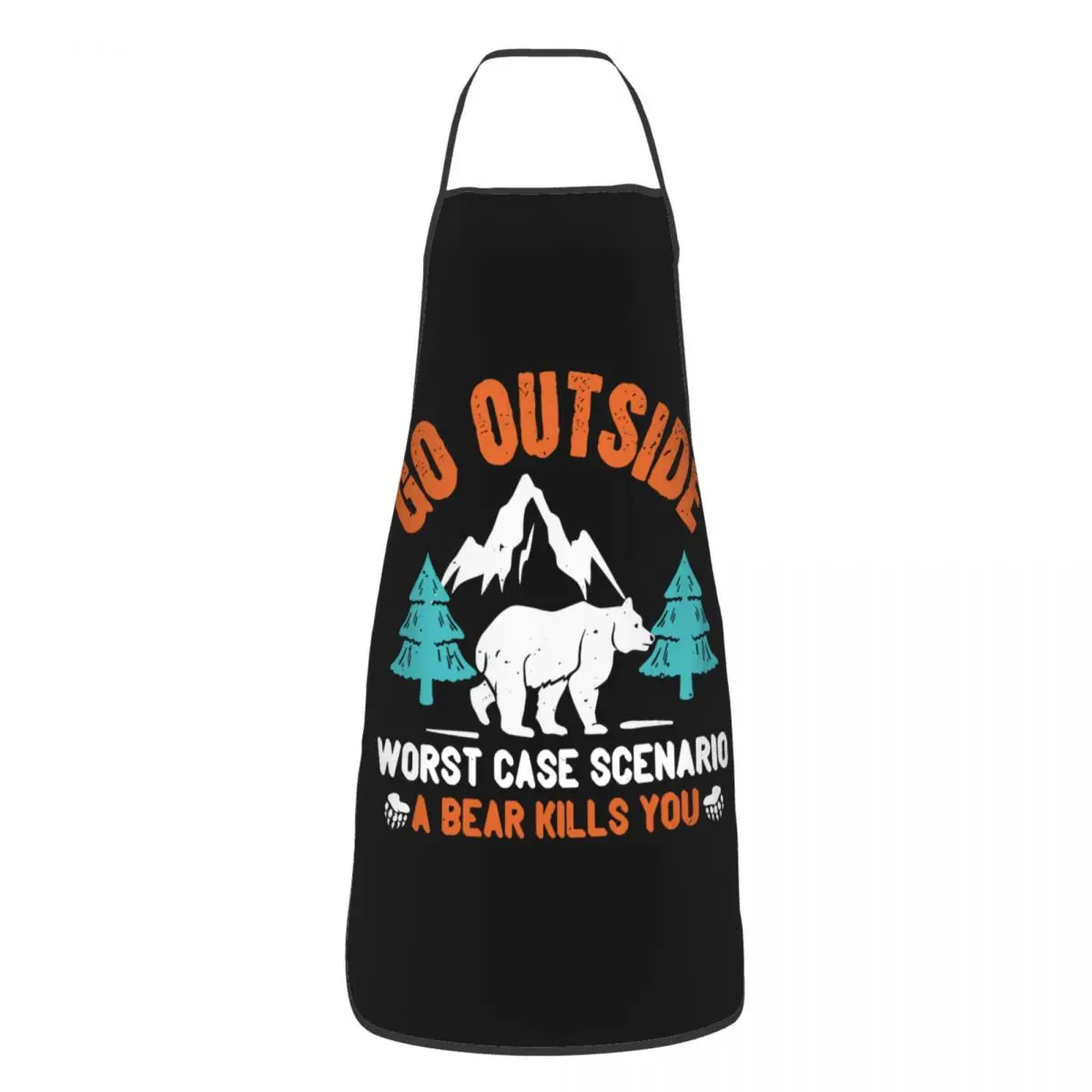 Custom Go Outside Worst Case Scenario A Bear Kills You Bib Aprons Chef Adventure Camping Tablier Cuisine for Cooking Baking