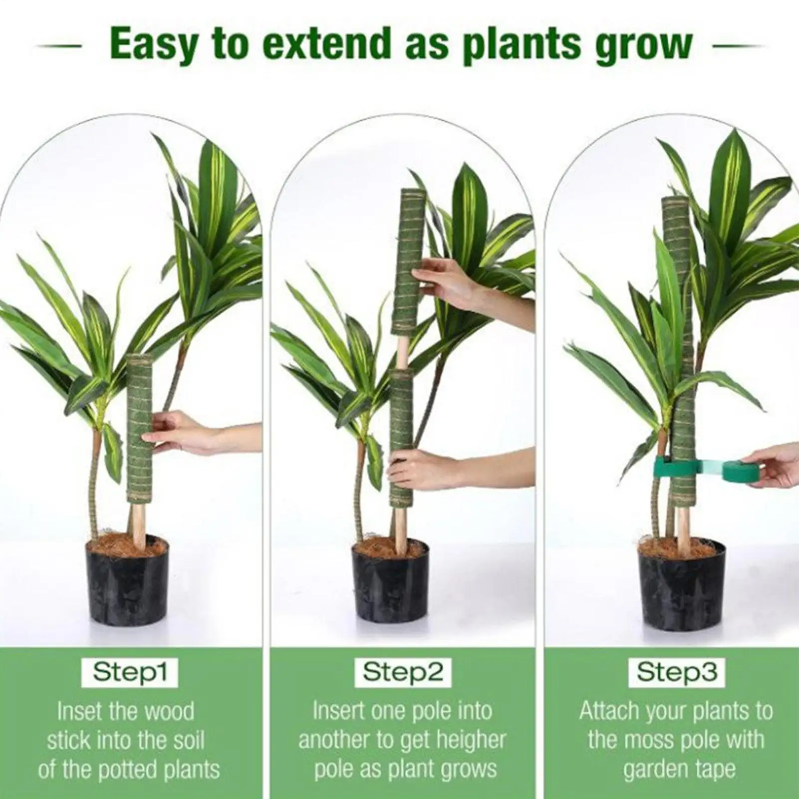 Durable Reusable Moss Pole Water Absorbing Gardening Tool for Pothos Philodendron Climbing Houseplants Planter Use