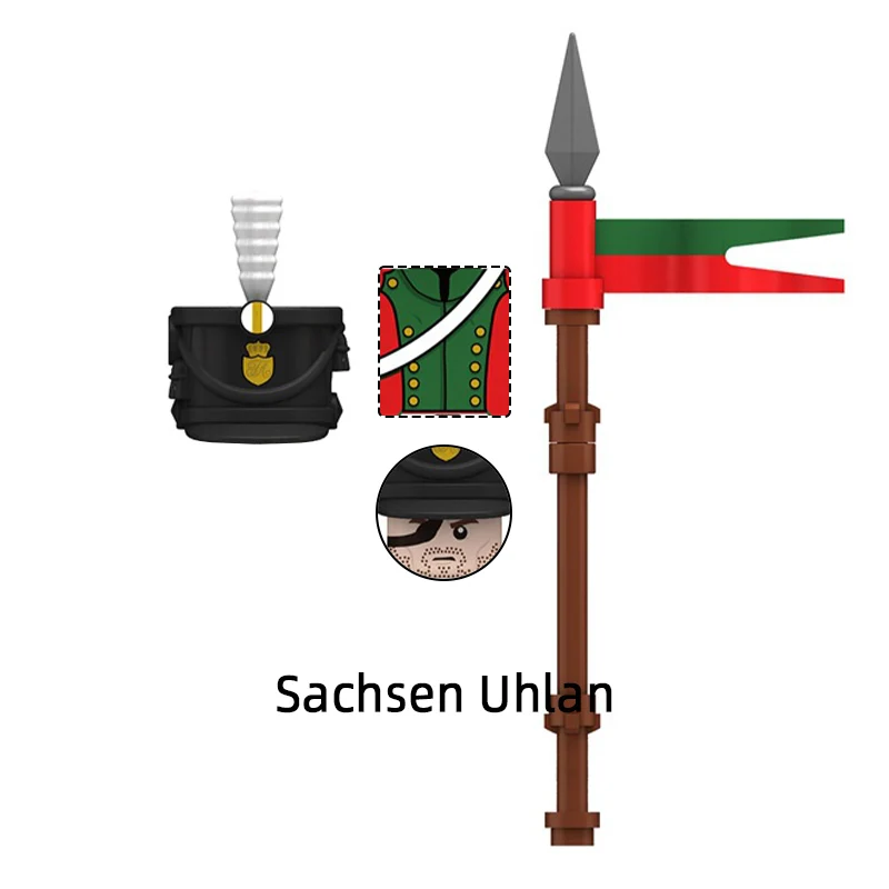 O N037-N040 Lancer Francês Sachsen Bavarês Uhlan Egípcio Camelo Legião Lancer Modelo Blocos MOC Tijolos Conjunto Presentes Brinquedos