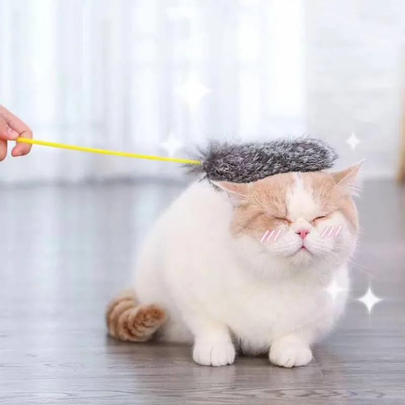 

Cat Toys Self-hi Interactive Cat Toy Feather Toys for Cats Teasing Sticks Plush Wool Cats Toy Bite-resistant Sticks Pet Products