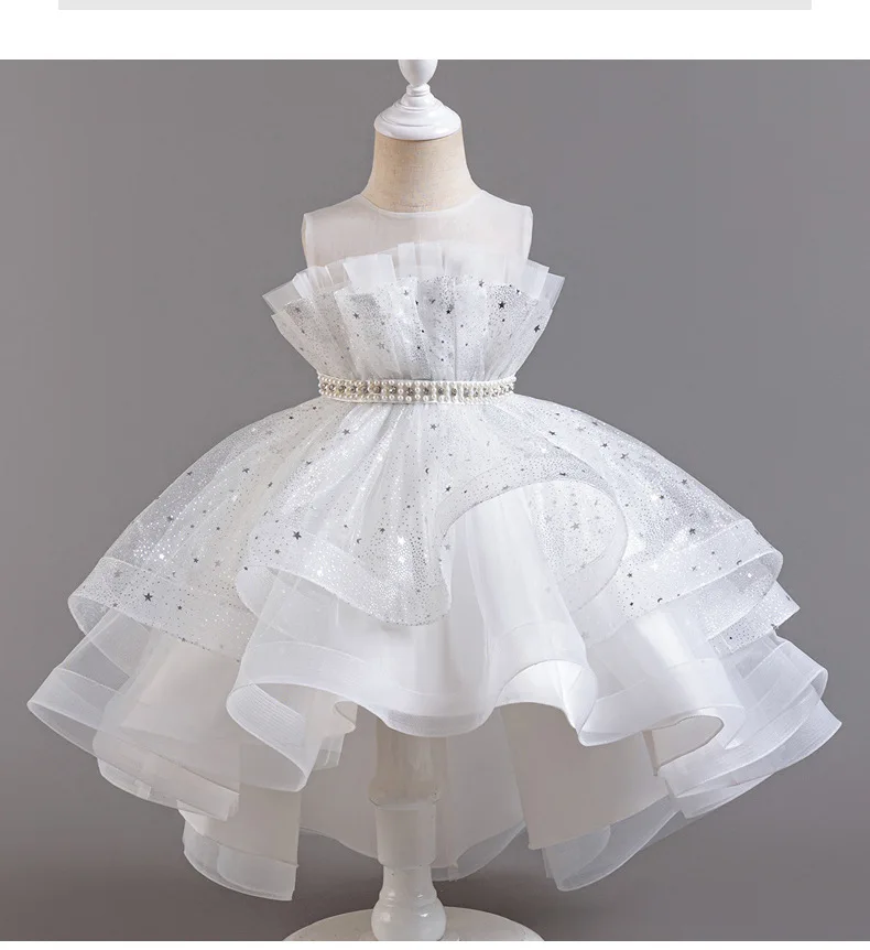 New Flower Princess Sequins Baby Wedding Christmas Party Tail Dress Birthday Party Wedding Flower Girl Sweet and Cute Dress