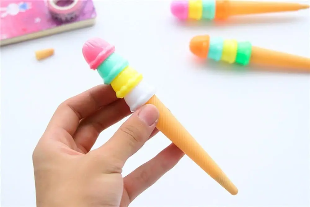 desenhos animados ice cream gel pen canetas criativas bola dos desenhos animados escritorio e escola papelaria moda por atacado 12 60 pcs 01