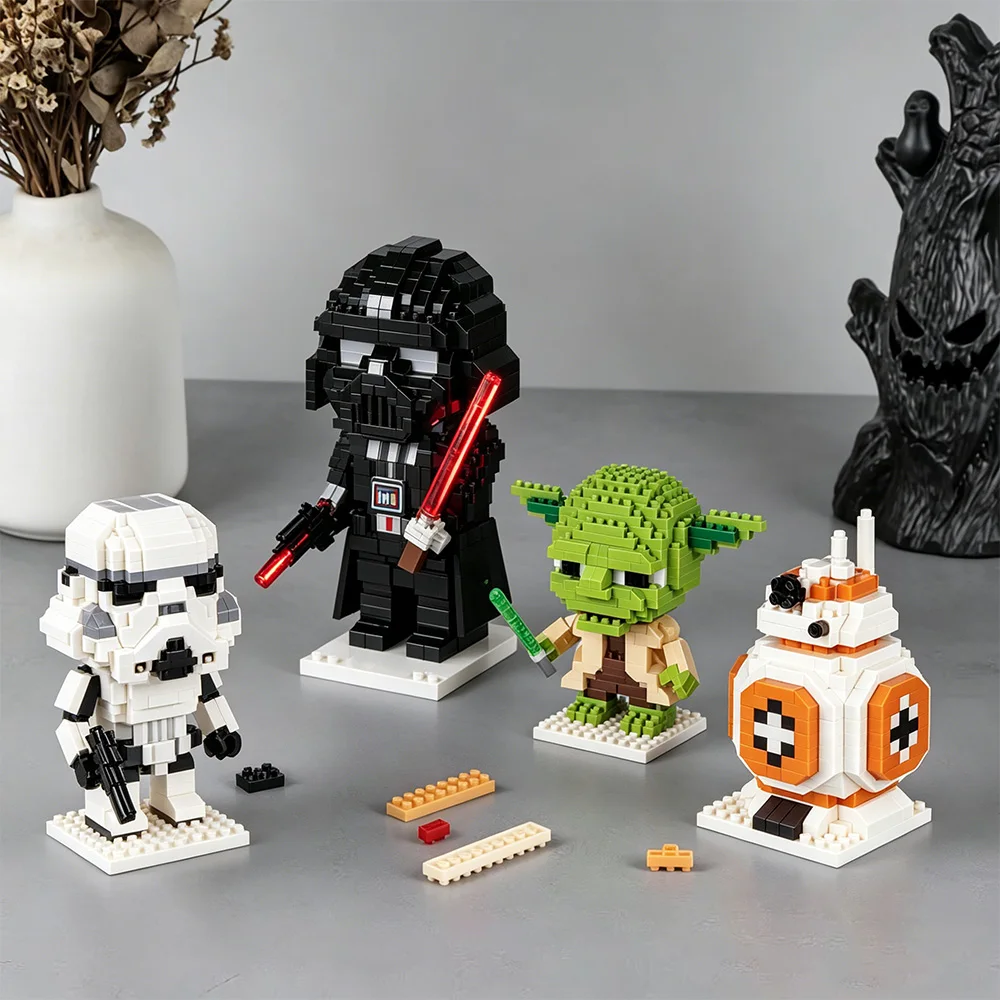 Blocos de Construção de Micro Partículas Disney Star Wars Darth Vader Yoda Stormtrooper Mini Brinquedos DIY para Montar Presente Criativo