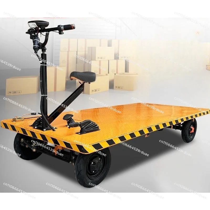 Electric flatbed truck construction site pulling load four-wheeled warehouse transporter lithium electric hand push stall truck