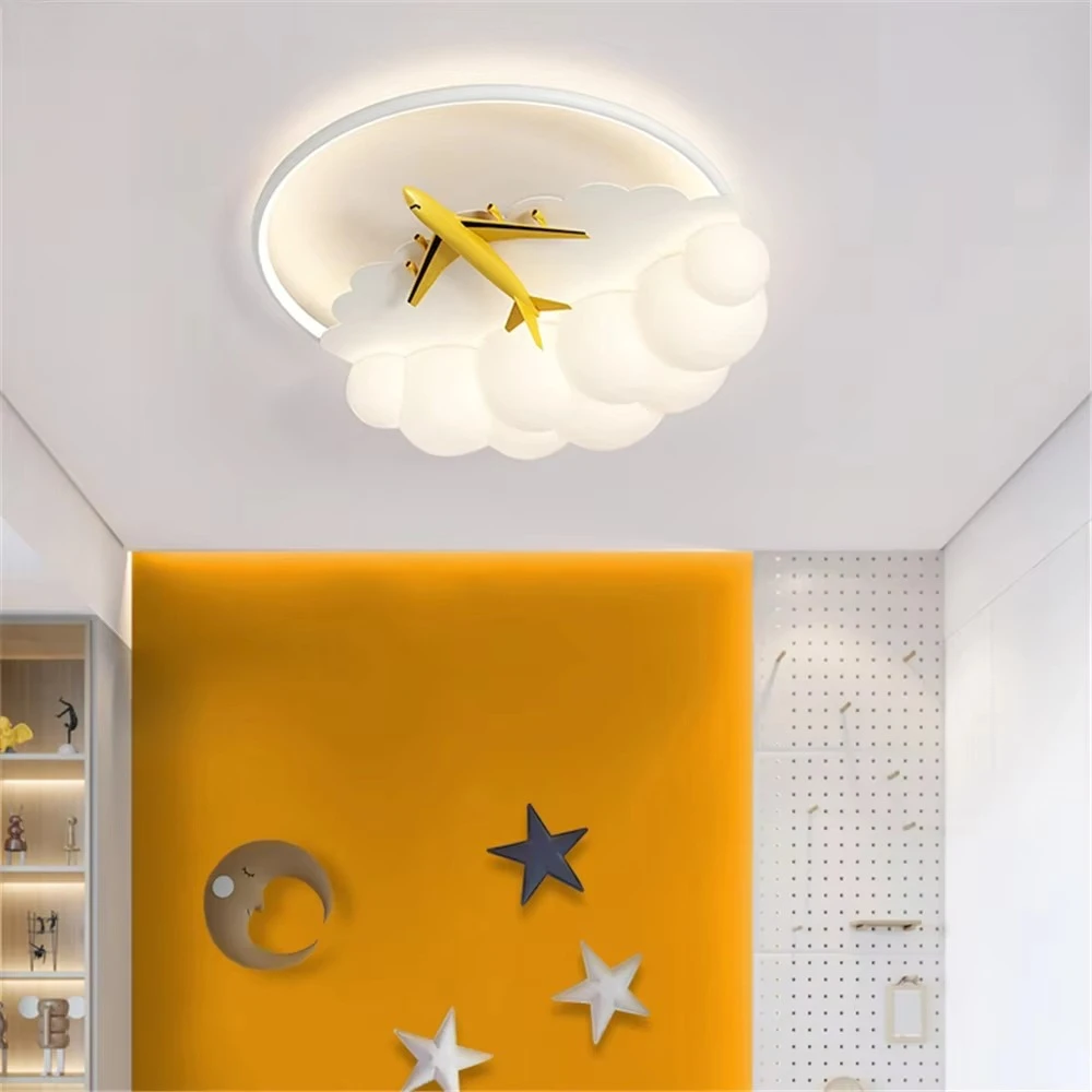 Children Creative Aircraft Acrylic Clouds Led Ceiling Lamp Changeable For Living Room Bedroom Study Remote Art Lighting Fixtures