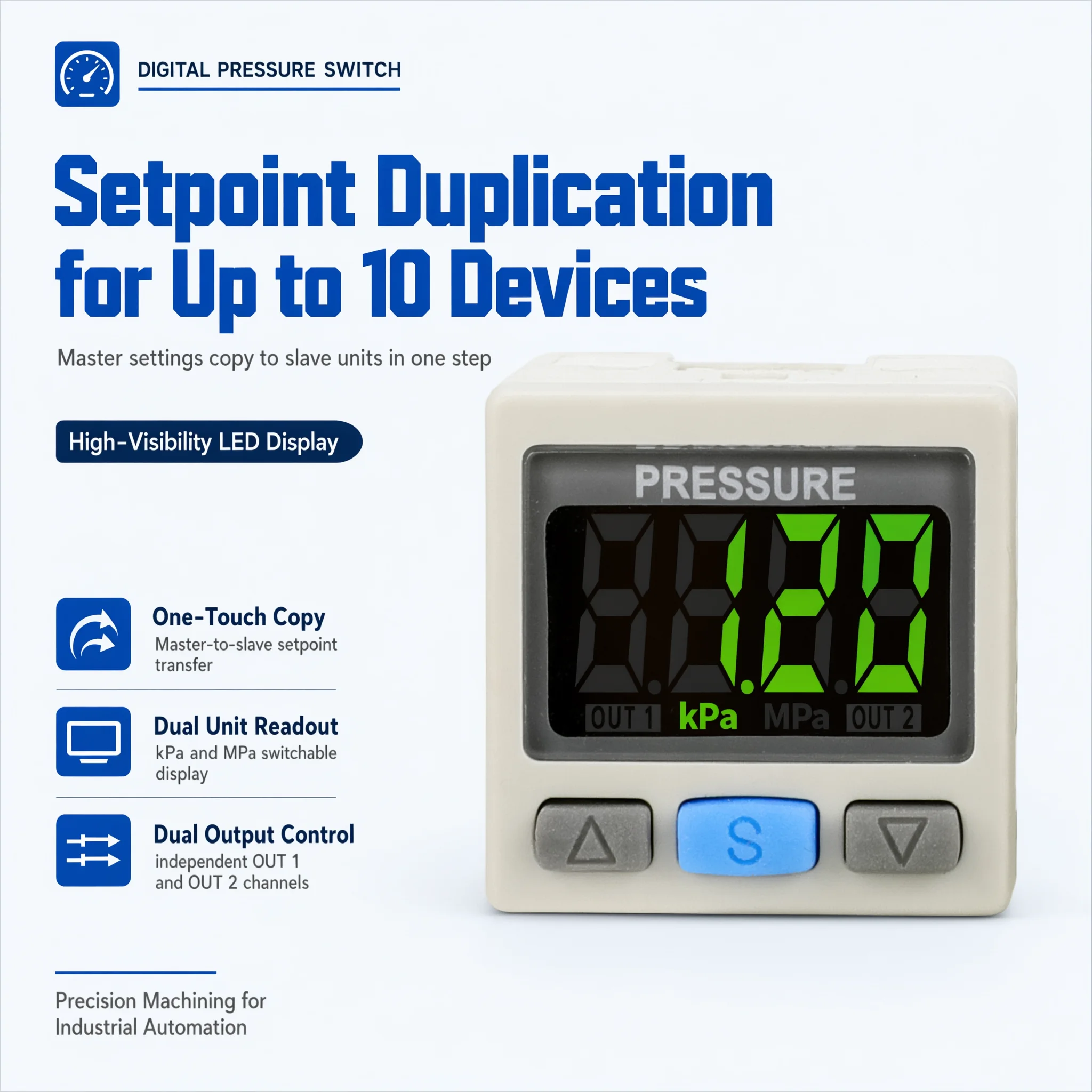 ZSE30AF Digital Pressure Switch Vacuum Gauge ISE Positive Pressure Sensor DPSN1 NL Pneumatic Air Pressure Controller