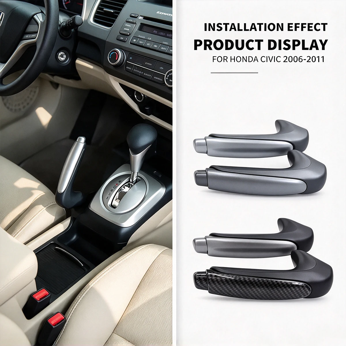For Honda Civic 2006-2011 Handbrake Handle Protector - Replacement Parking Brake Grip Sleeve Cover, Interior Trim